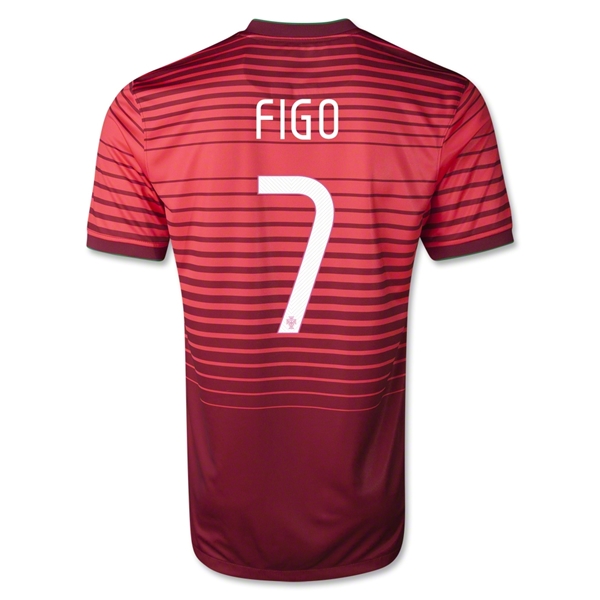 2014 Portugal #7 FIGO Home Red Jersey Shirt
