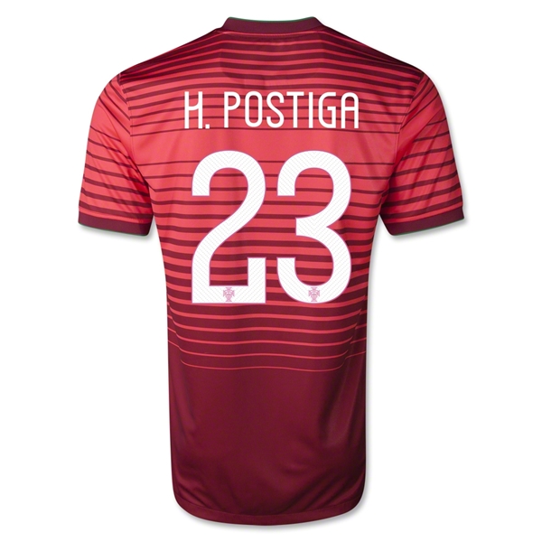 2014 Portugal #23 H.POSTIGA Home Red Jersey Shirt