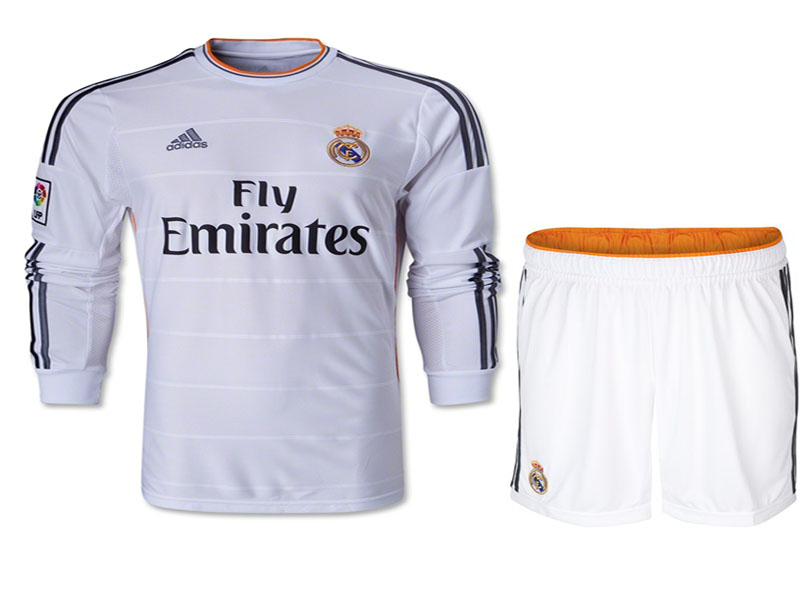 13-14 Real Madrid Home Long Sleeve Jersey Kit(Shirt+Short)