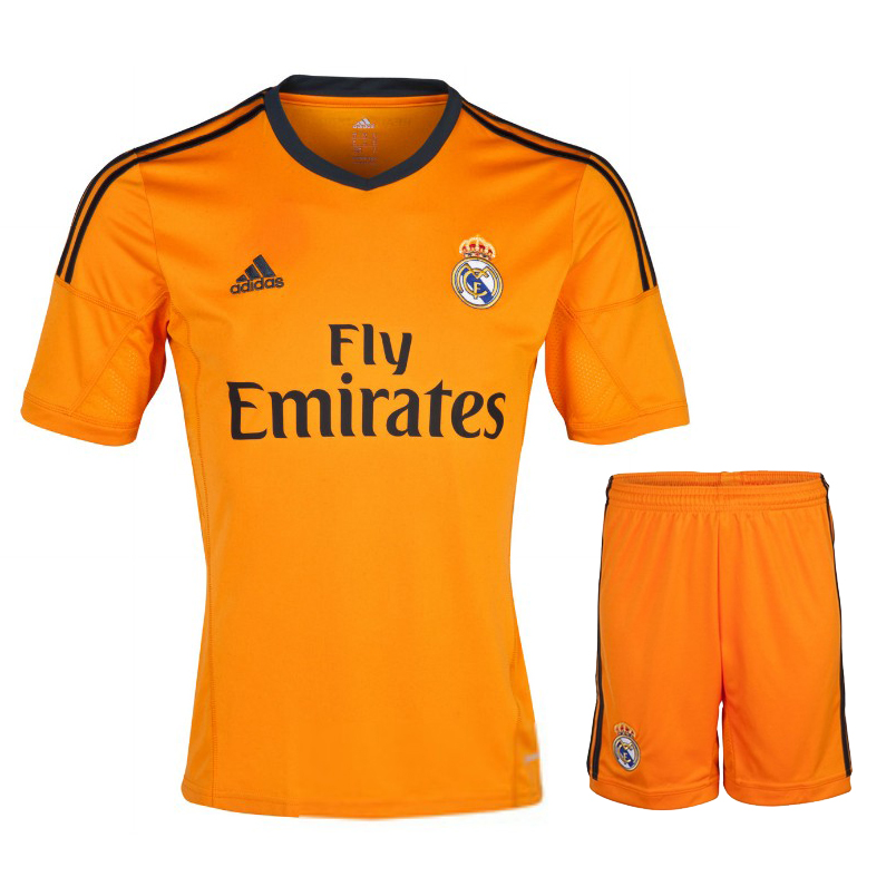 13-14 Real Madrid Away Orange Soccer Jersey Kit(Shirt+Short)