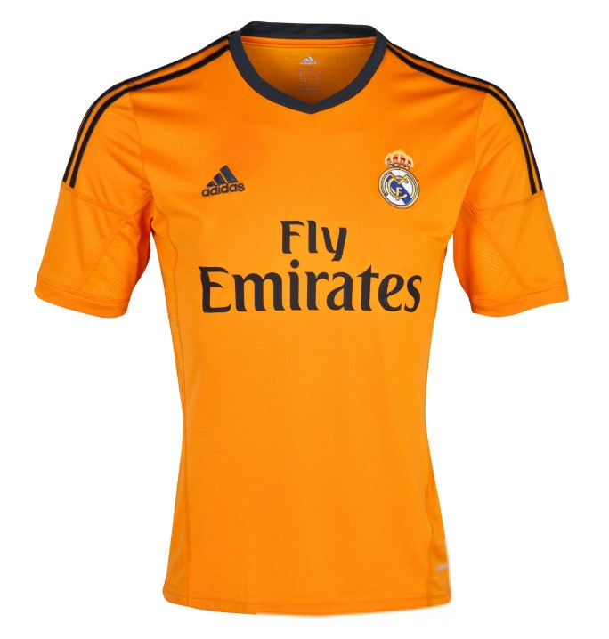 13-14 Real Madrid #5 ZIDANE Away Orange Soccer Jersey Shirt