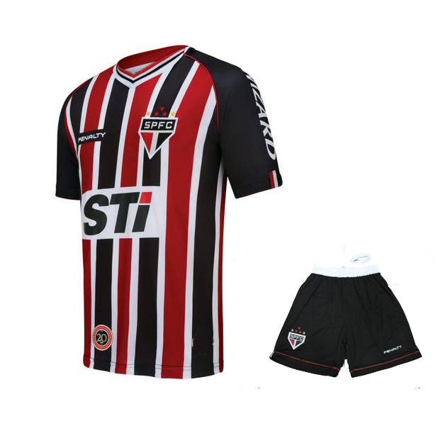 12-13 Sao Paulo FC Away Red&Black Jersey Kit(Shirt+Short)