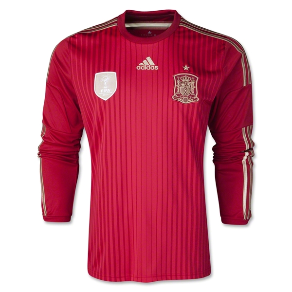 2014 Spain Home Red Long Sleeve Jersey Shirt