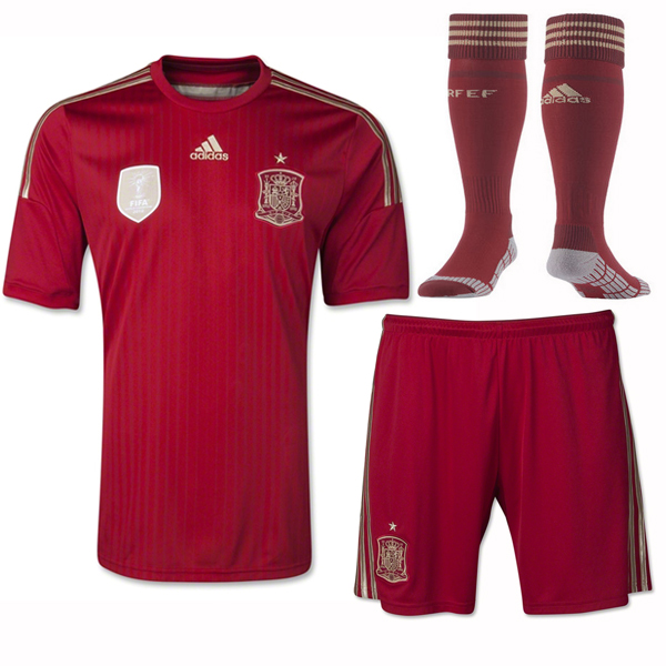 2014 Spain Home Red Jersey Whole Kit(Shirt+Short+Socks)