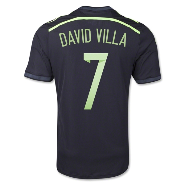 2014 Spain Away Black #7 David Villa Soccer Jersey Shirt