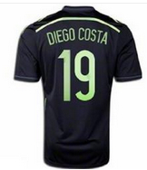 2014 Spain Away Black #19 Diego Costa Jersey Shirt
