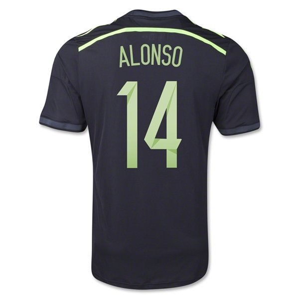 2014 Spain Away Black #14 Alonso Soccer Jersey Shirt