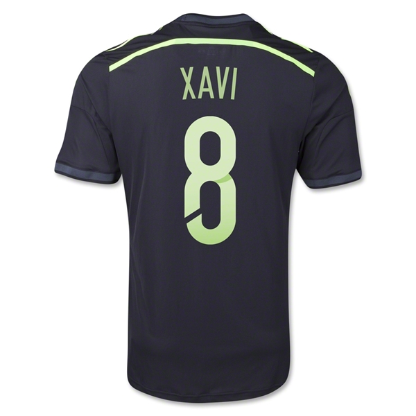 2014 Spain Away Black #8 Xavi Soccer Jersey Shirt