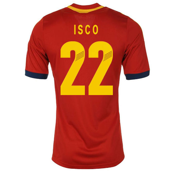2013 Spain #22 Isco Red Home Replica Soccer Jersey Shirt