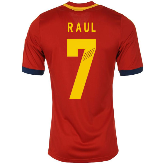 2013 Spain #7 Raul Red Home Replica Soccer Jersey Shirt