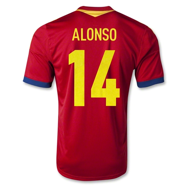 2013 Spain #14 ALONSO Red Home Replica Soccer Jersey Shirt
