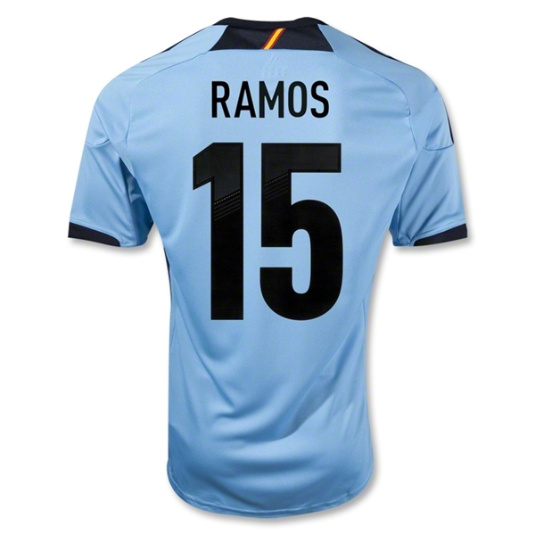 2012 Spain #15 Ramos Blue Away Replica Soccer Jersey Shirt