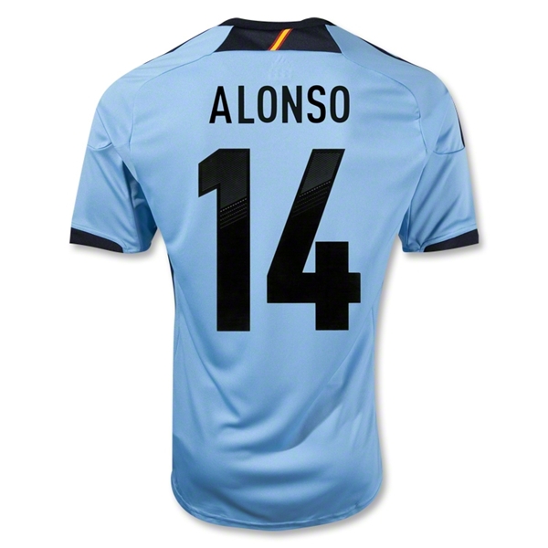 2012 Spain #14 Alonso Blue Away Replica Soccer Jersey Shirt