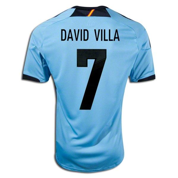 2012 Spain #7 David Villa Blue Away Replica Soccer Jersey Shirt
