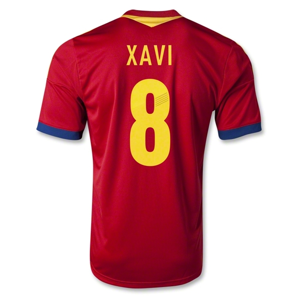 2013 Spain #8 XAVI Red Home Replica Soccer Jersey Shirt