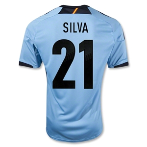2012 Spain #21 Silva Blue Away Replica Soccer Jersey Shirt