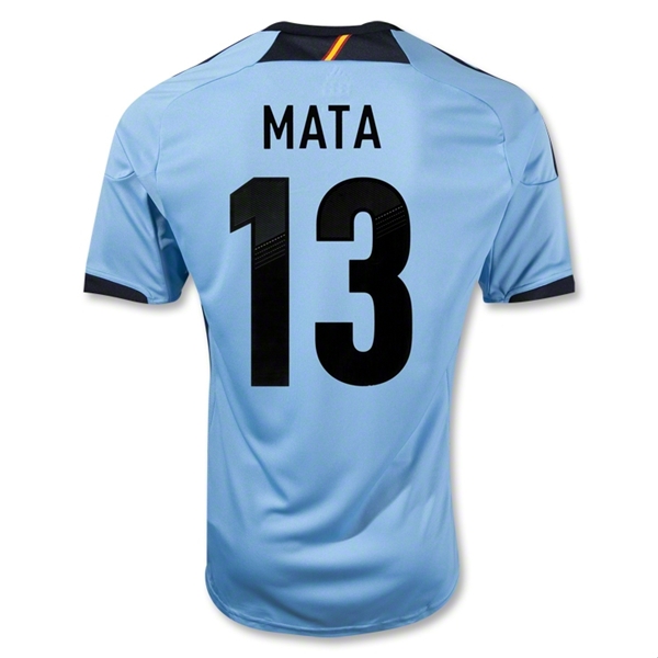 2012 Spain #13 MATA Blue Away Replica Soccer Jersey Shirt