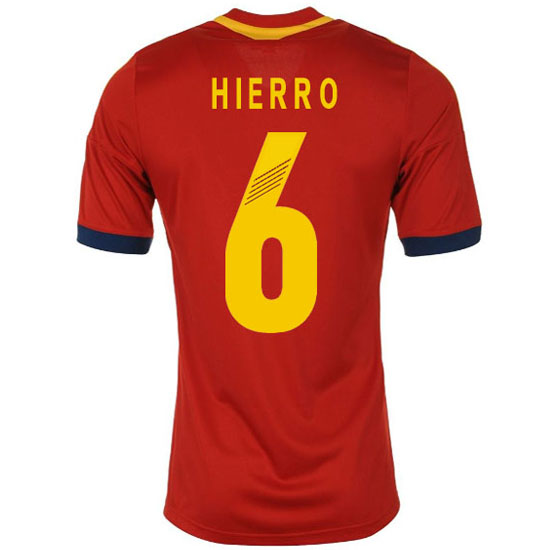 2013 Spain #6 Hierro Red Home Replica Soccer Jersey Shirt