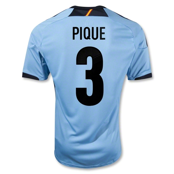 2012 Spain #3 PIQUE Blue Away Replica Soccer Jersey Shirt