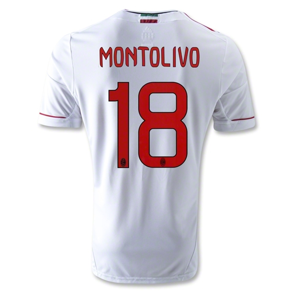 12/13 AC Milan #18 Montolivo Away Thailand Qualty White Soccer Jersey Shirt